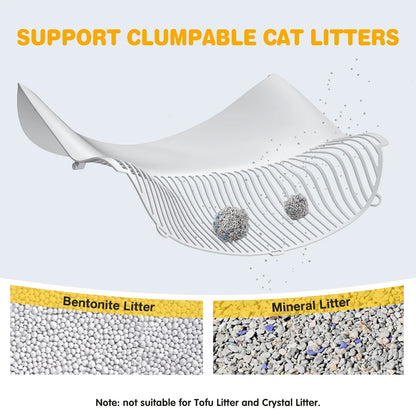 Large Open-Top Automatic Cat Litter Box Self Cleaning with Safety Protection, Mat and Trash Bags Included, White